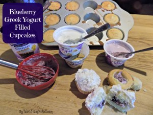 Blueberry Greek Yogurt Filled Cupcakes